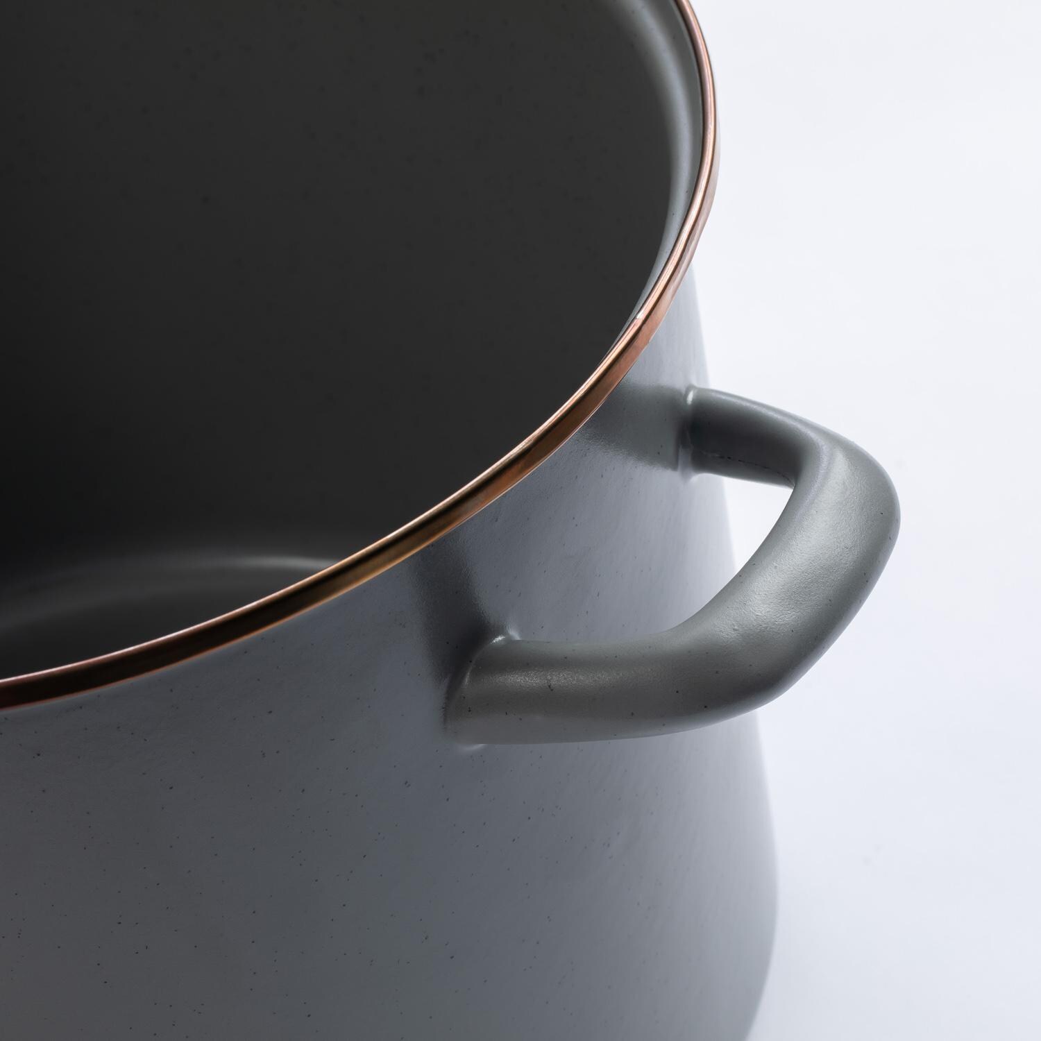 Barebones Living CKW-376 Enamel Stock Pot - Slate Gray - Pot Handle Detail thumbnail