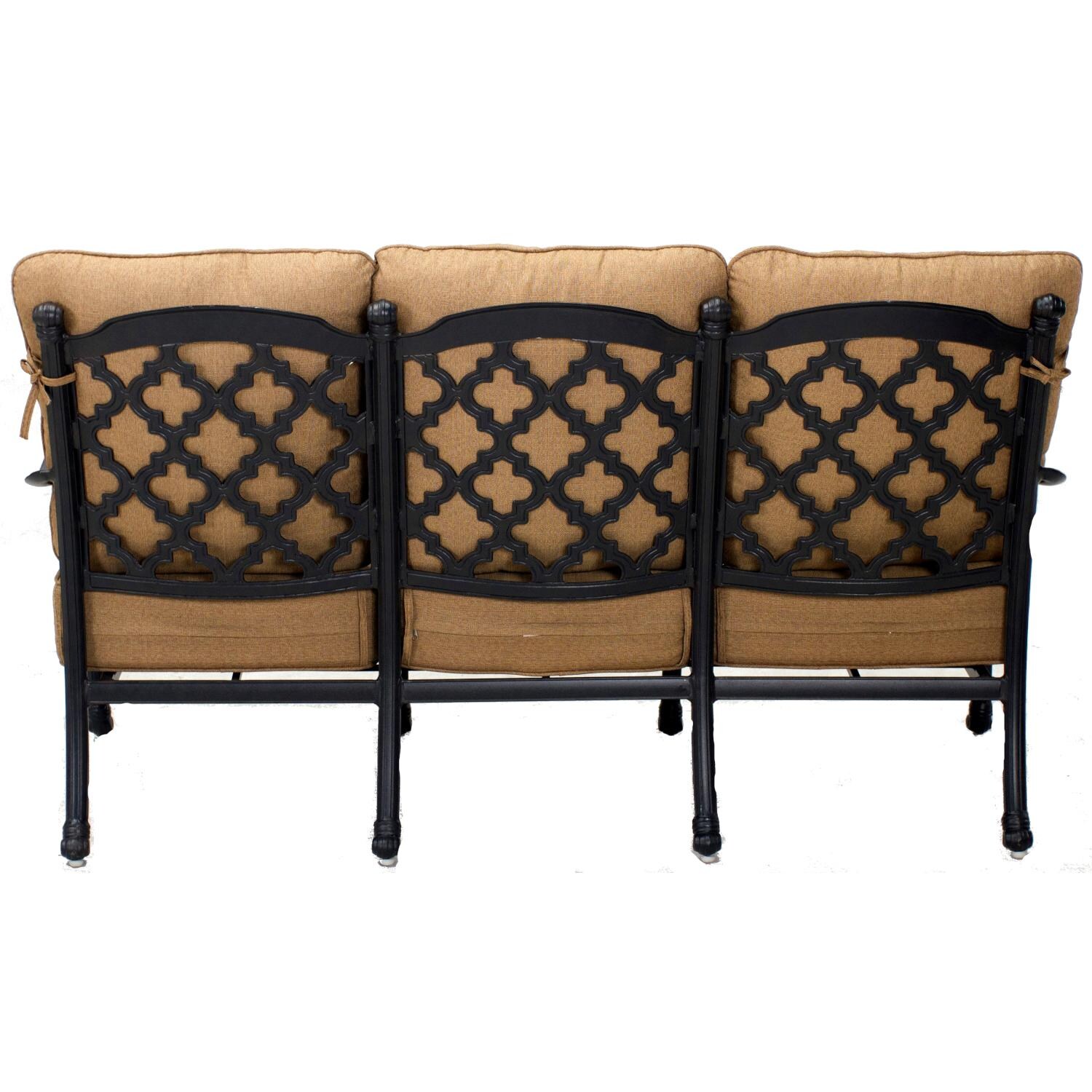 Darlee 201658-4PC-30LB Madison Cast Aluminum Sofa W/ Sesame Polyester Cushions - Back View thumbnail