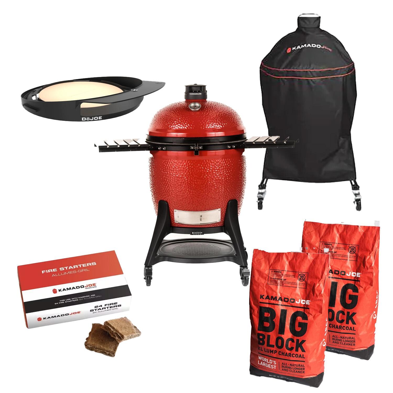 Kamado Joe BIG JOE III Bundle w/KJ15041021 Grill, Cart, Cover, DoJoe & 2 Bags Lump Charcoal + 1 Box Firestarter - BJ3PCK1 thumbnail