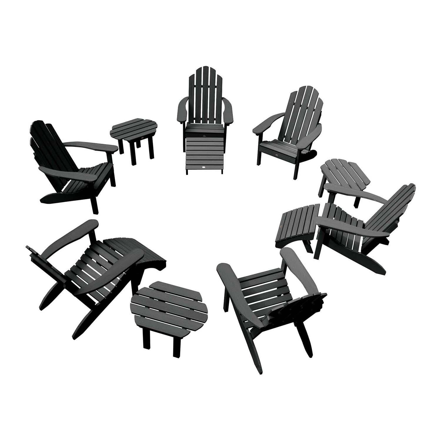 Paradise Key 12 Pc Set Recycled Plastic Seating Set in Black By Lakeview Outdoor Designs - White Background thumbnail