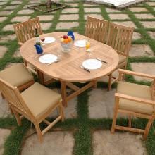 Wilshire 7 Piece Teak Patio Dining Set W/ 47 Inch Round Extension Table By Anderson Teak