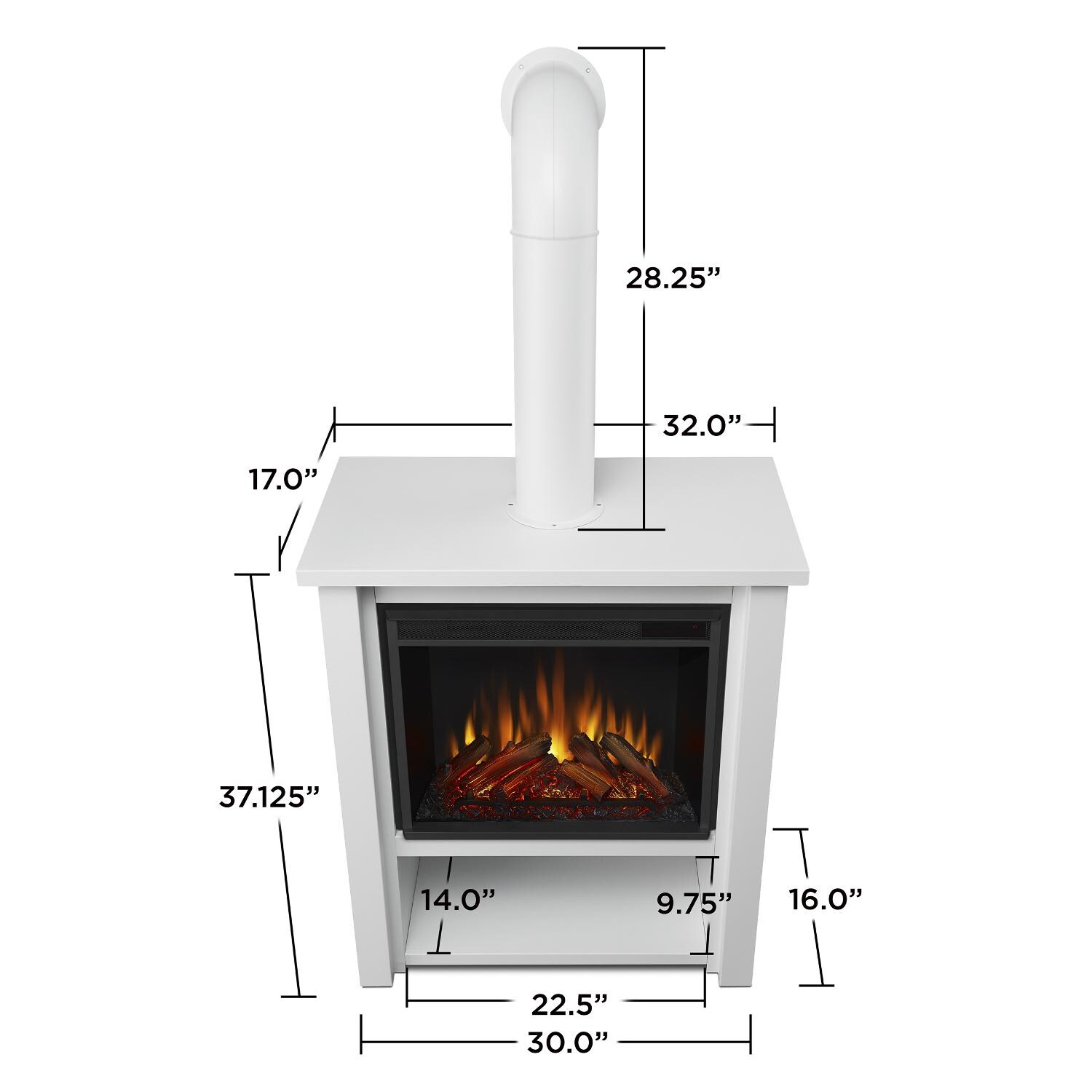 Real Flame 5005E-W Hollis 32-Inch Electric Fireplace W/ Flue - White - Dimensions thumbnail