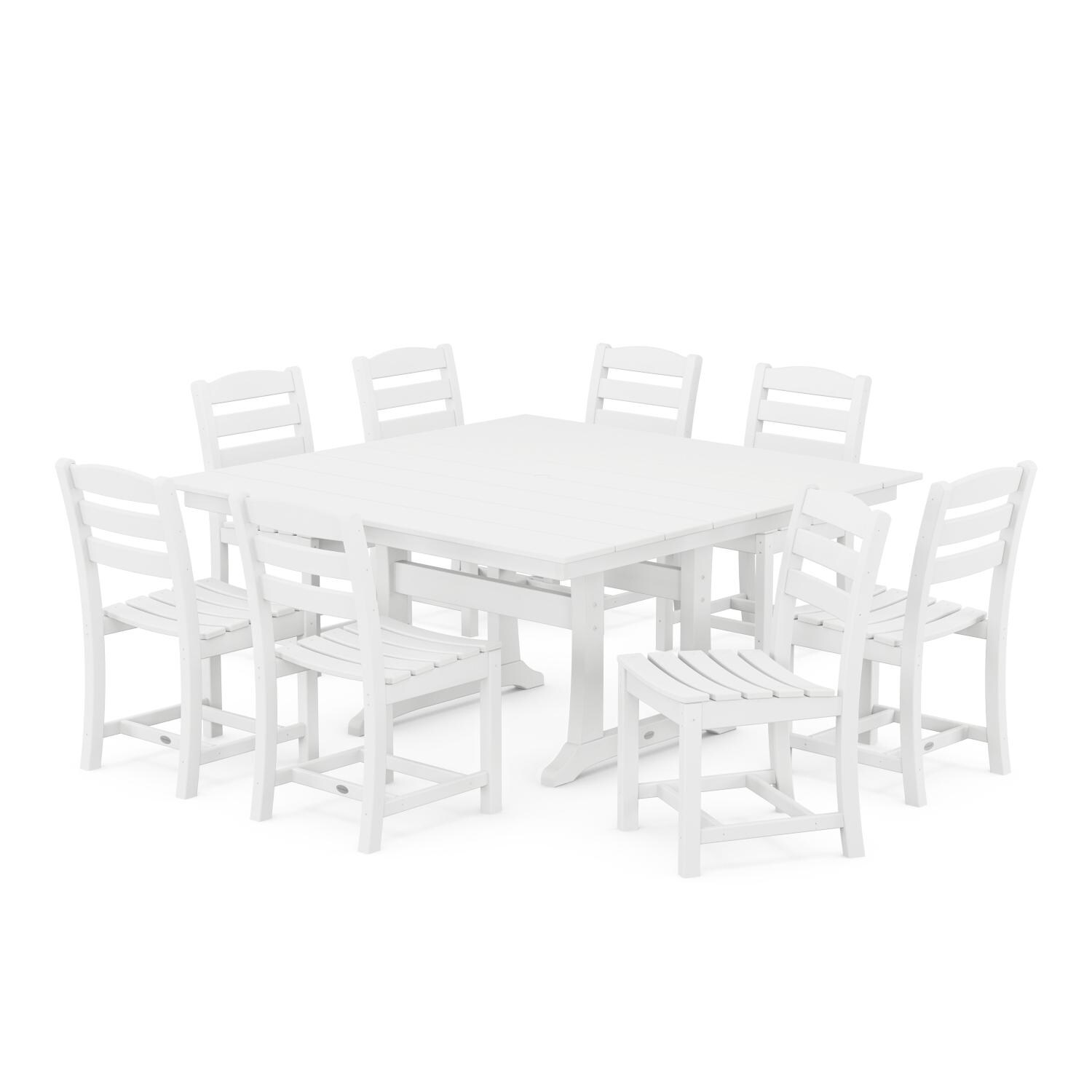 POLYWOOD La Casa Cafe White 9 Piece Farmhouse Trestle Dining Set thumbnail