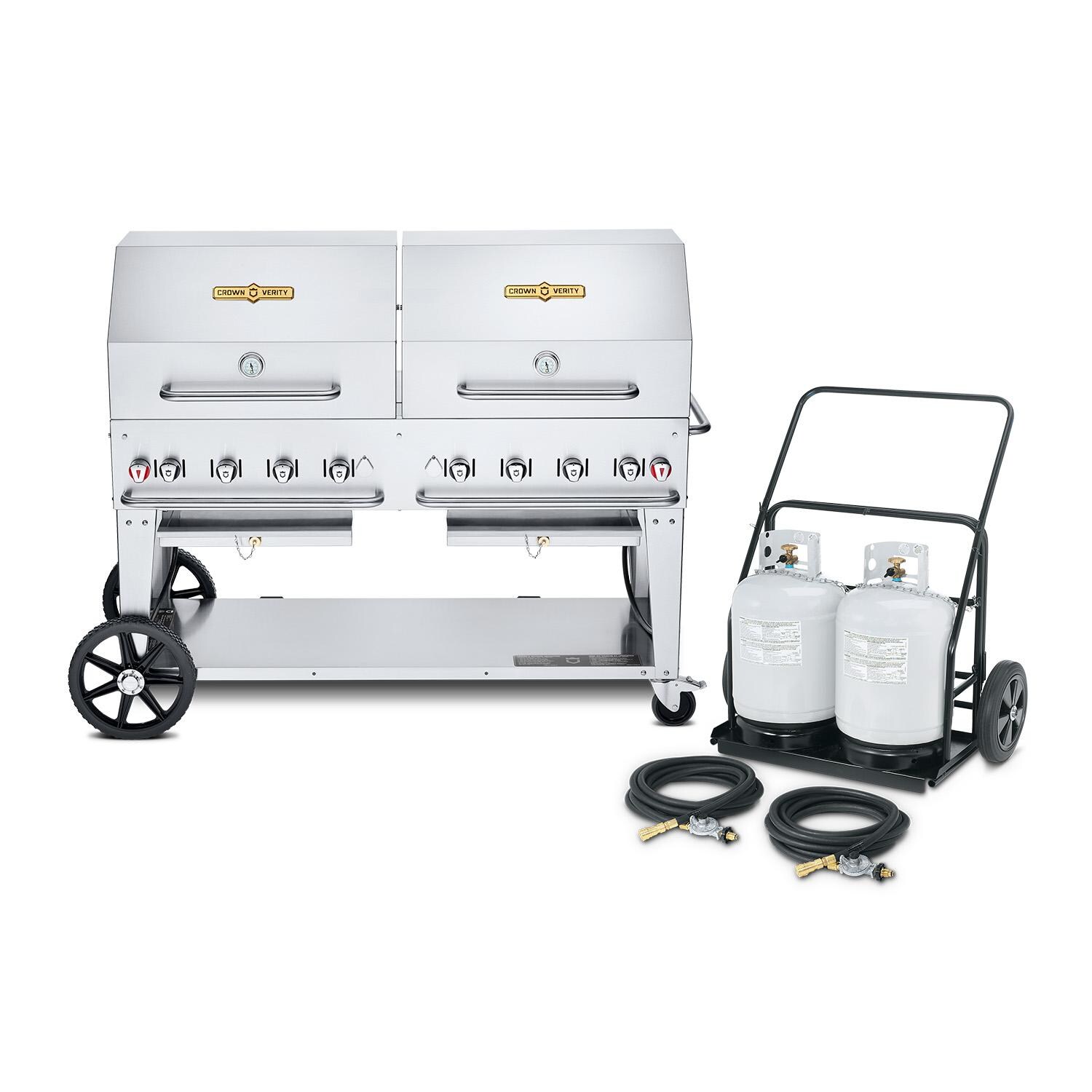 Crown Verity 60-Inch Mobile Grill & Propane Cart W/2 Roll Domes- CV-MCC-60RDP