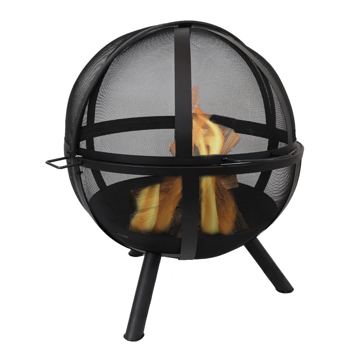Ultimate Patio SC-KF-FBB 36-Inch Flaming Ball Steel Wood Burning Fire Pit W/ Cover - In Use thumbnail