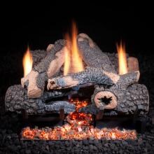 Golden Blount 18-Inch Charred Bonfire Vent-Free Natural Gas Log Set W/ Omega Burner - On/Off Remote Ready image