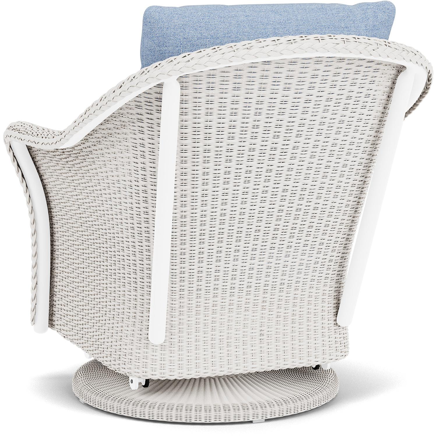 Lloyd Flanders Weekend Retreat Swivel Glider Lounge Chair in White Finish W/ Demo Skyway Fabric - Back Left thumbnail