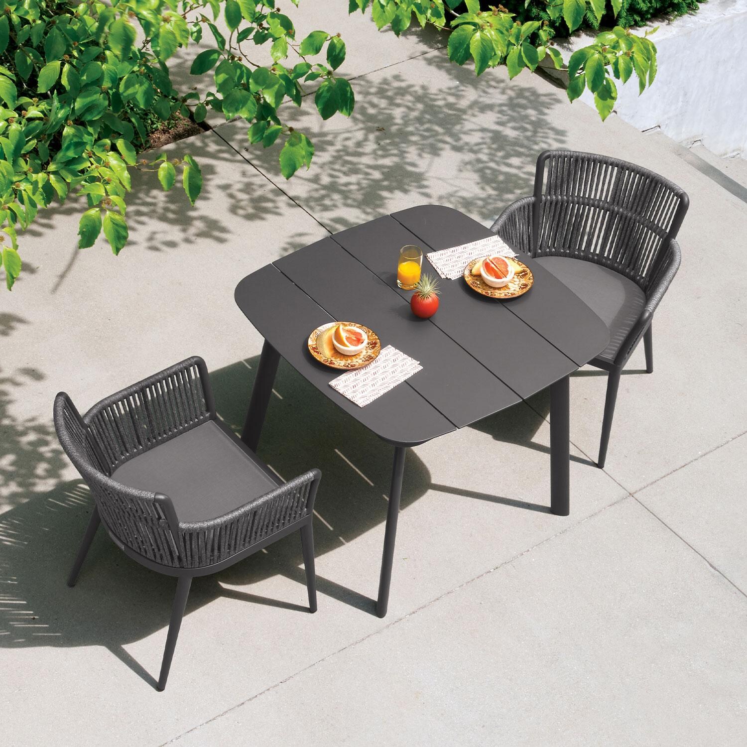 Nette 3 Pc Powder-Coated Aluminum Dining Set in Ninja/Pewter/Carbon By Oxford Garden