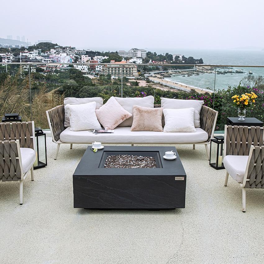 Elementi Roraima OFG411SL-LP 40-Inch Propane Slate Black Fire Pit Table - Fire Table Unlit - Lifestyle thumbnail