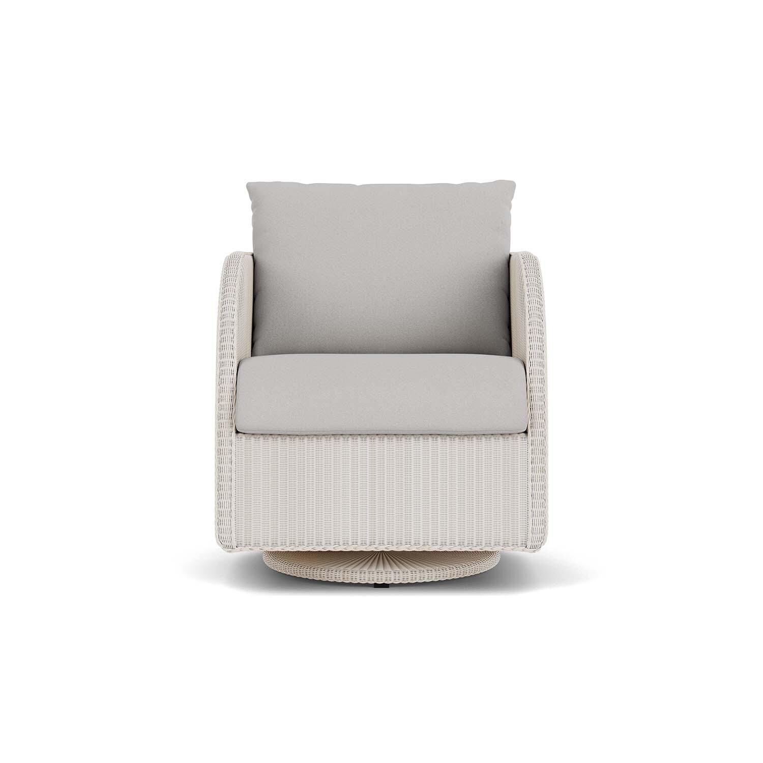Essence Wicker Club Chair w/ Swivel Gliders in Antique White/Tundra Dove By Lloyd Flanders