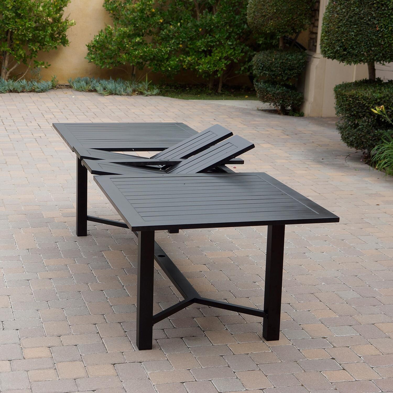 Elisabeth 11 Pc Cast Aluminum Dining Set w/ Extension & 2 Swivel Rockers in Antique Bronze by Darlee - Table - Detail thumbnail