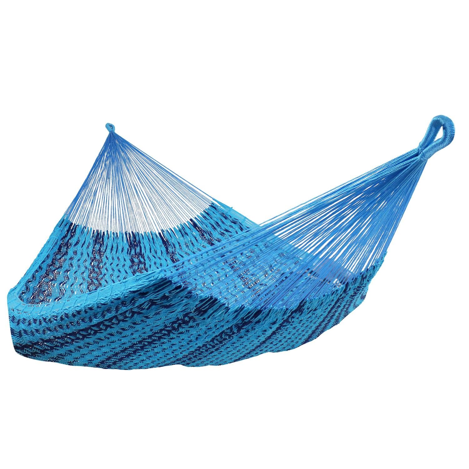 Sunnydaze Decor XXL Thick Cord Handwoven Family-Sized Mayan Hammock - Blue - HM24BLU image