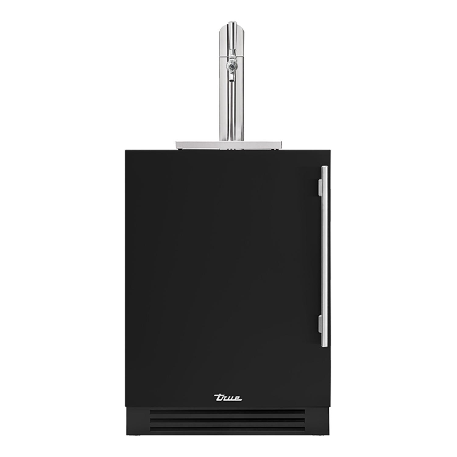 True 24 Inch Left Hinge Outdoor Single Tap Beverage Dispenser - Matte Black w/ Stainless Handle - TUR-24BD-L-OP-C~DSK-027-H04