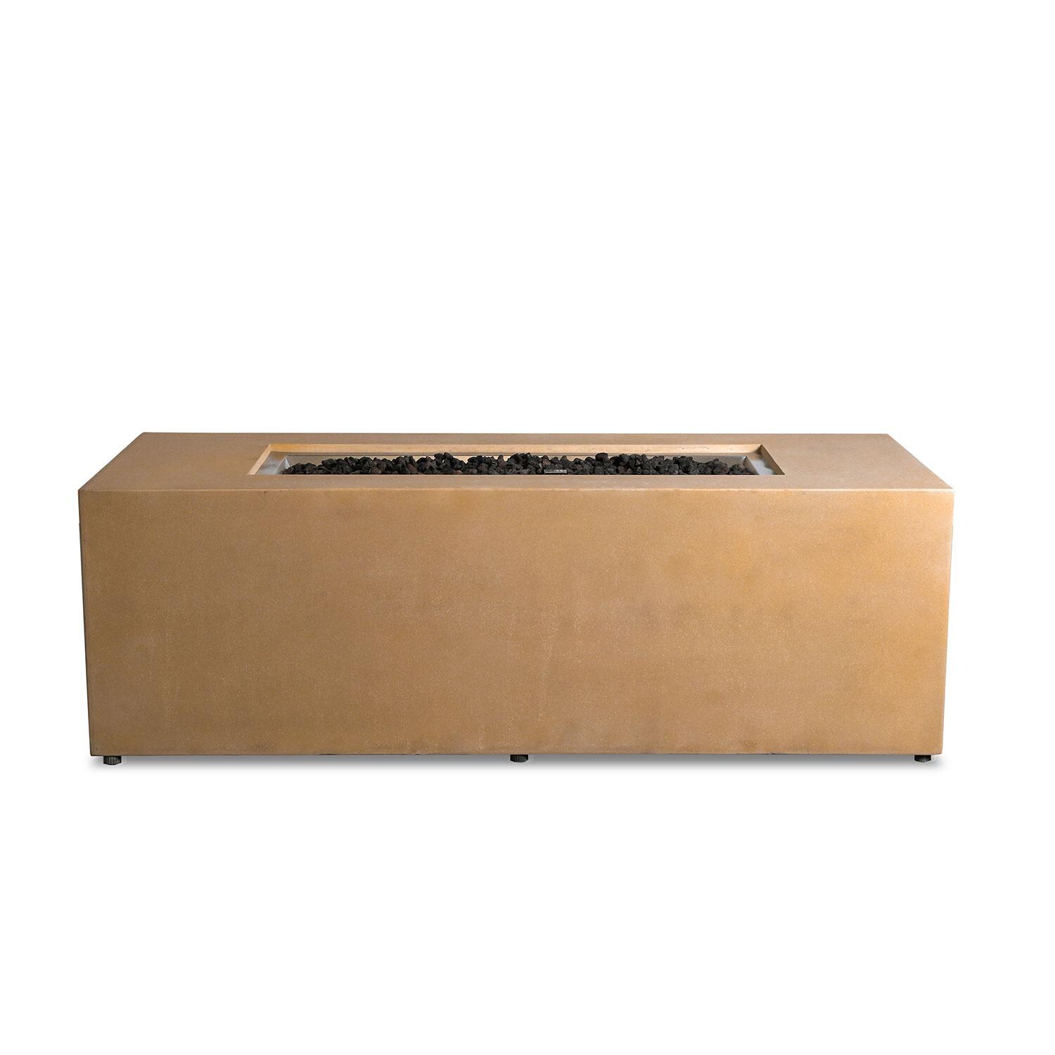 Glenwood 72-in Rectangular Concrete Propane Fire Pit in Sand by Lakeview Outdoor Designs - Glass Wind Guard Removed - Off - White Background thumbnail