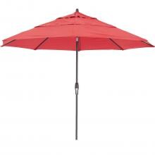 11 Ft. Octagonal Aluminum Auto Tilt Patio Umbrella W/ Crank Lift & Double Vent By Lakeview Outdoor Designs - Black Frame / Sunbrella Jockey Red Canopy image