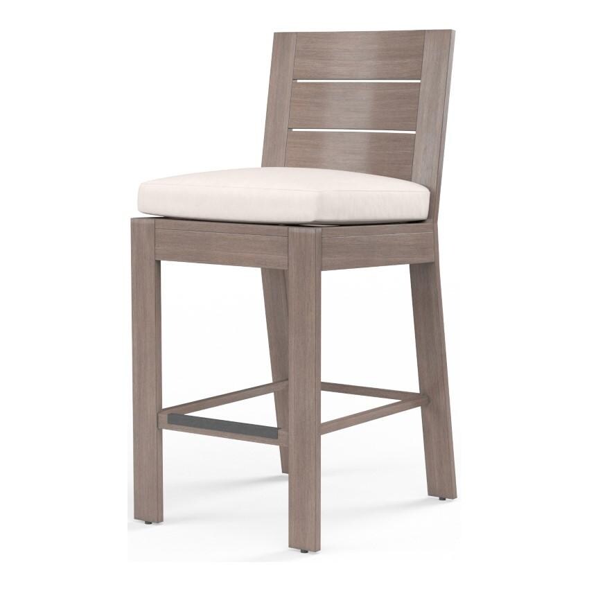Laguna Aluminum Bar Stool w/ No Welt in Driftwood/Canvas Natural by Sunset West - White Background thumbnail