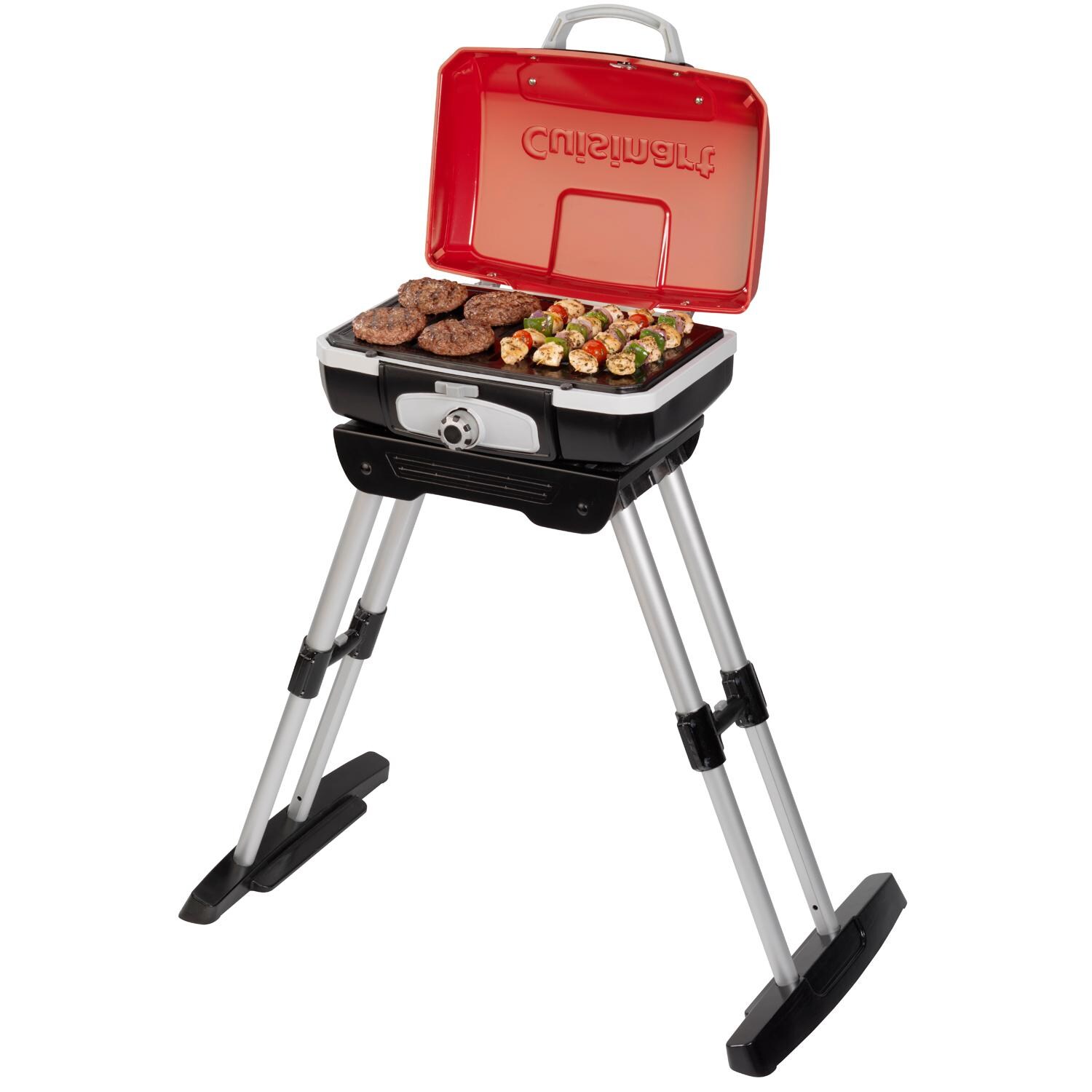 Cuisinart Petit Gourmet Gas Grill With VersaStand - Red - Open thumbnail
