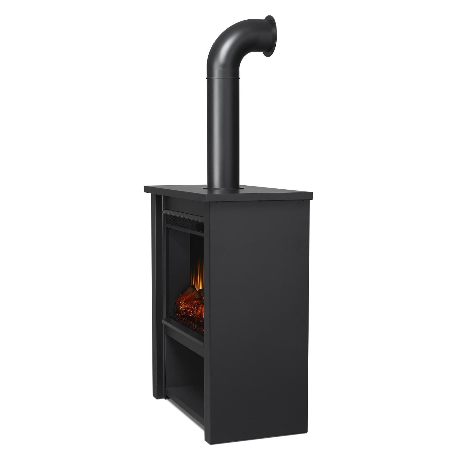 Real Flame 5005E-BK Hollis 32-Inch Electric Fireplace W/ Flue - Black - Side View thumbnail