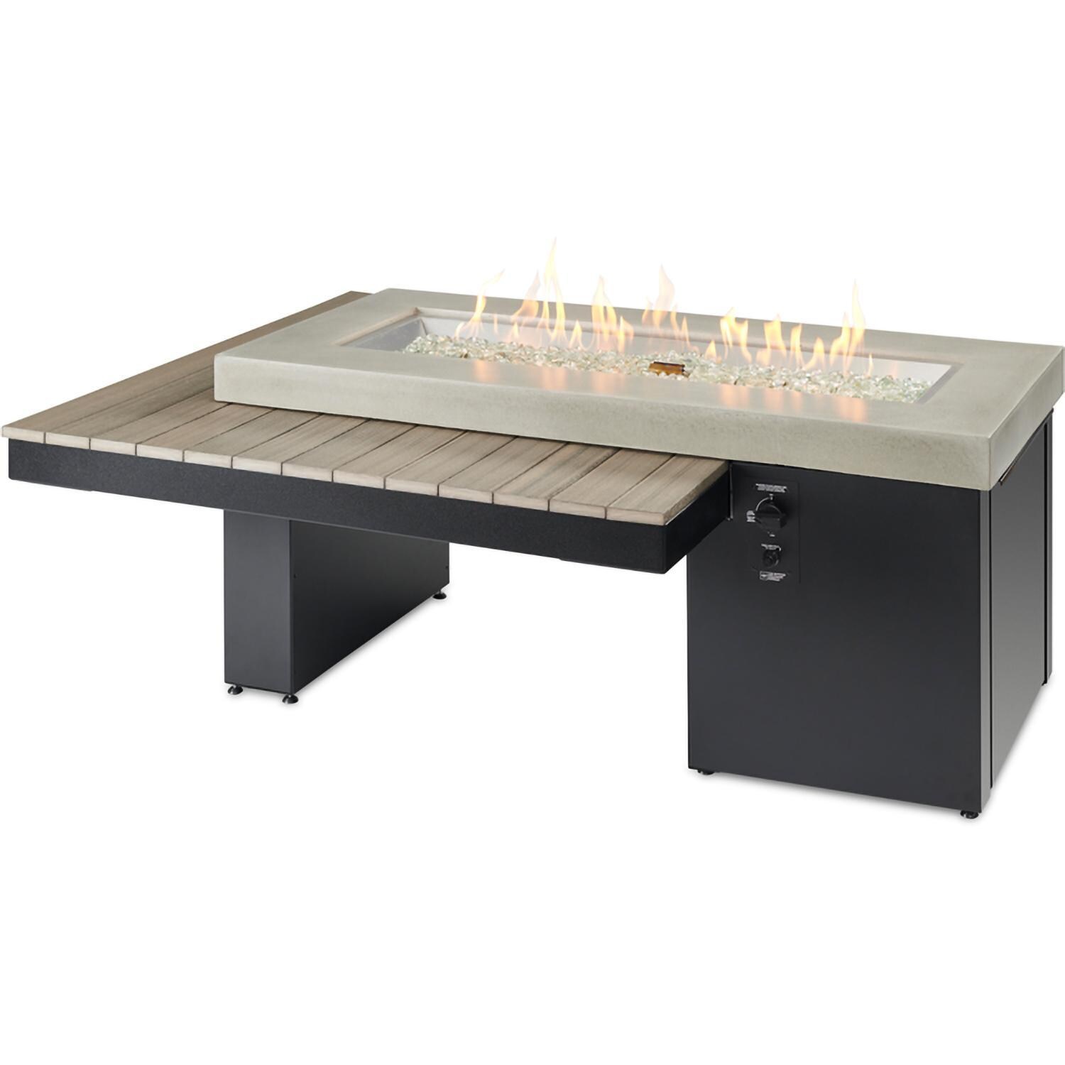 Lakeview Outdoor Designs Emfield 65 Inch Rectangular Aluminum Natural Gas w/ Electronic Ignition Fire Pit Table in Coastal Grey (Ships as Propane w/ Conversion Kit) - Fire - White Background thumbnail