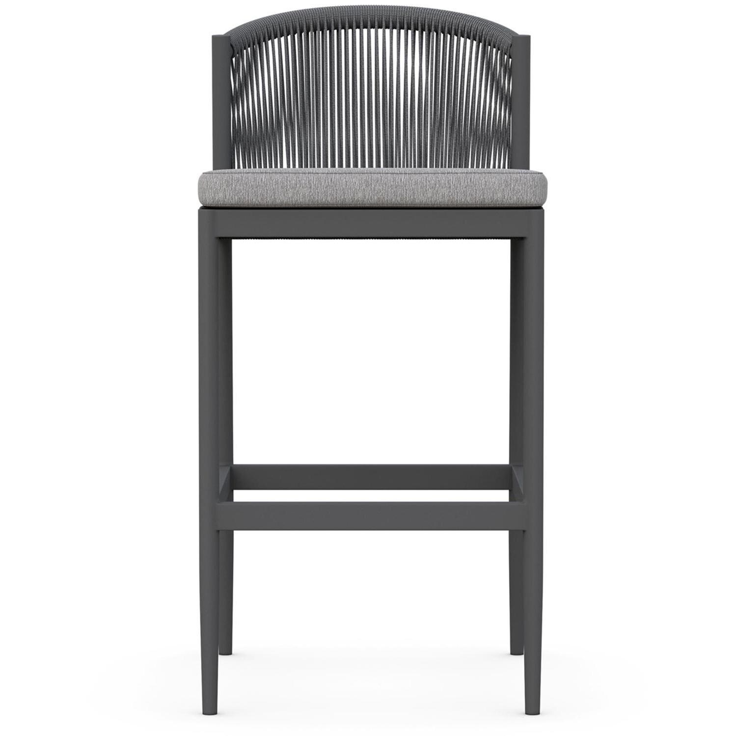 Azzurro Living Catalina Woven Rope Bar Stool in Ash/Fog - Front - White Background thumbnail