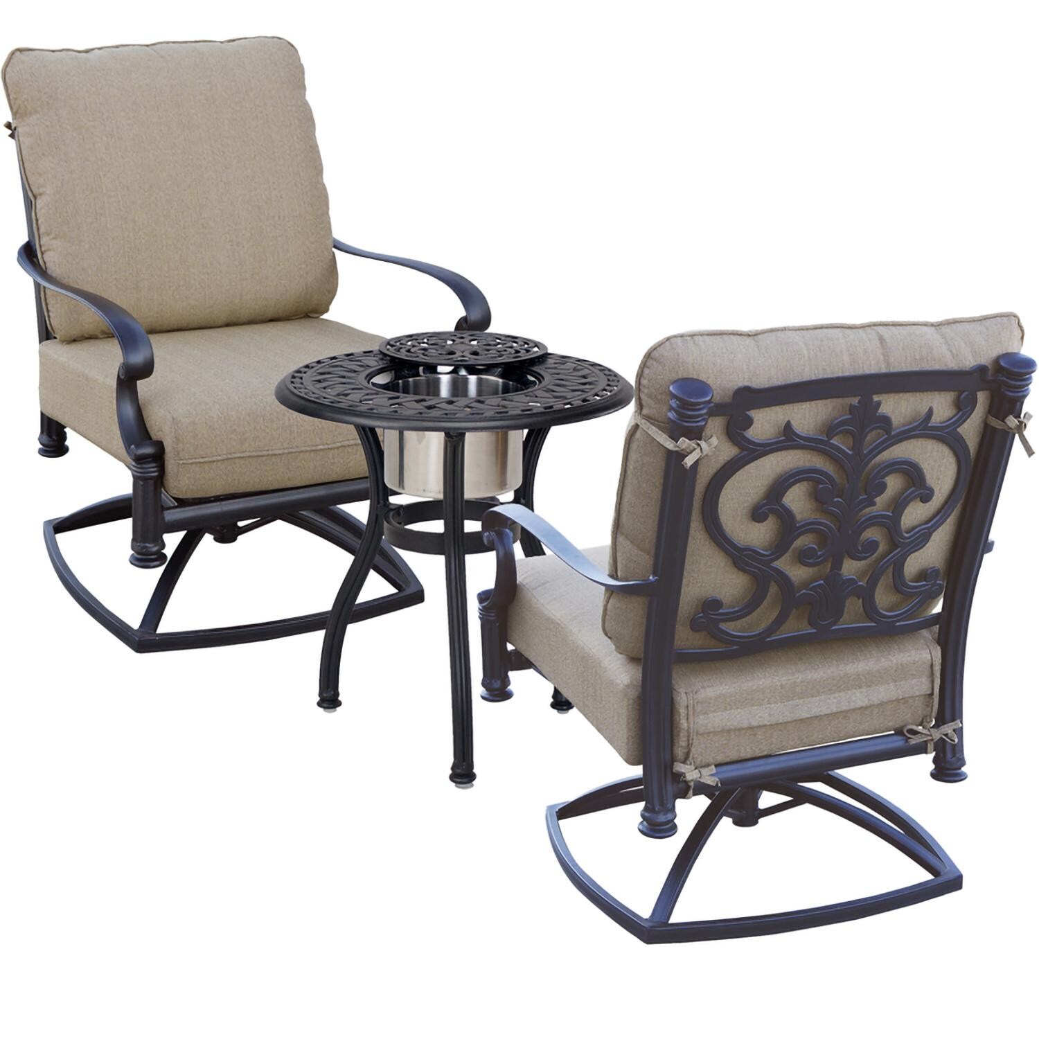 Darlee Santa Barbara 3 Piece Cast Aluminum Patio Conversation Seating Set - Set - White Background thumbnail