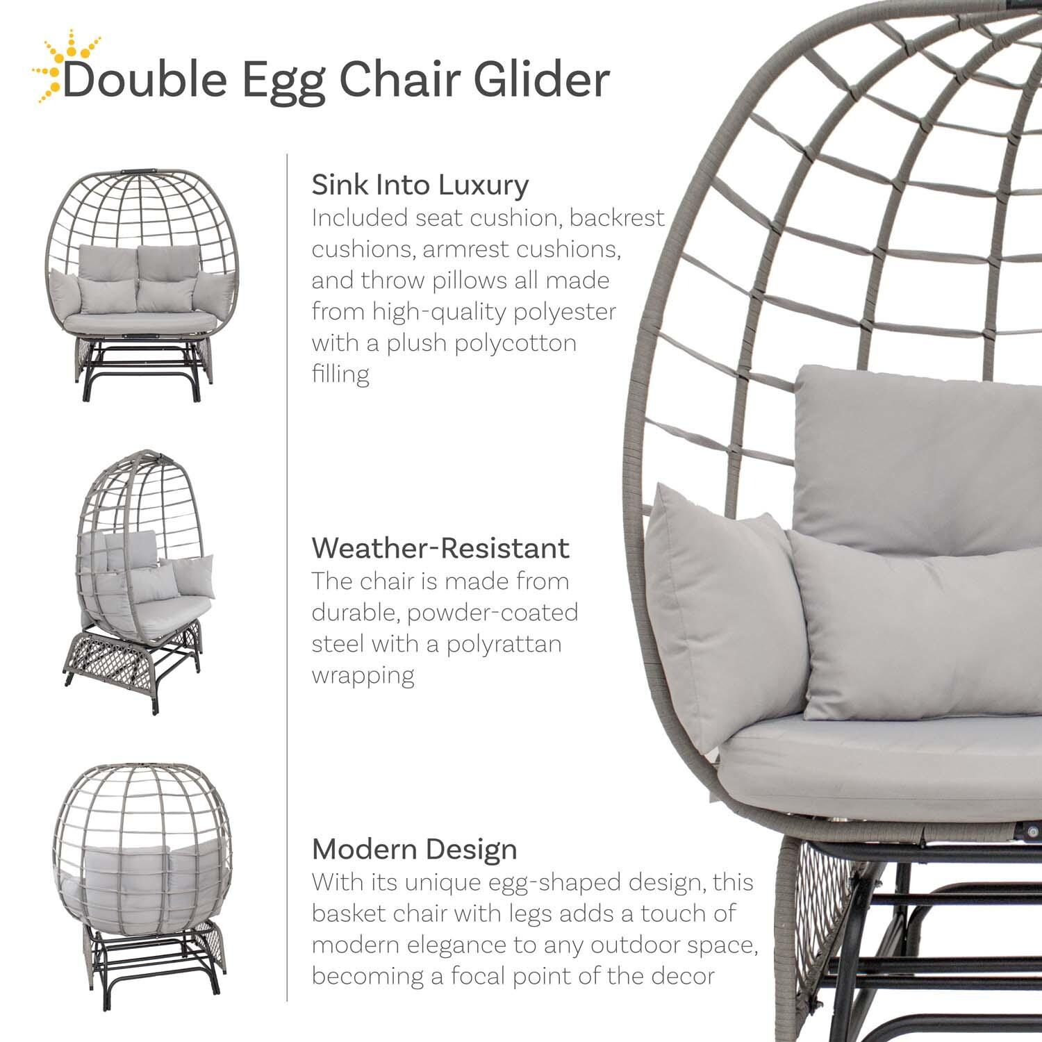Double Egg Chair Glider in Gray By Ultimate Patio - Detail thumbnail