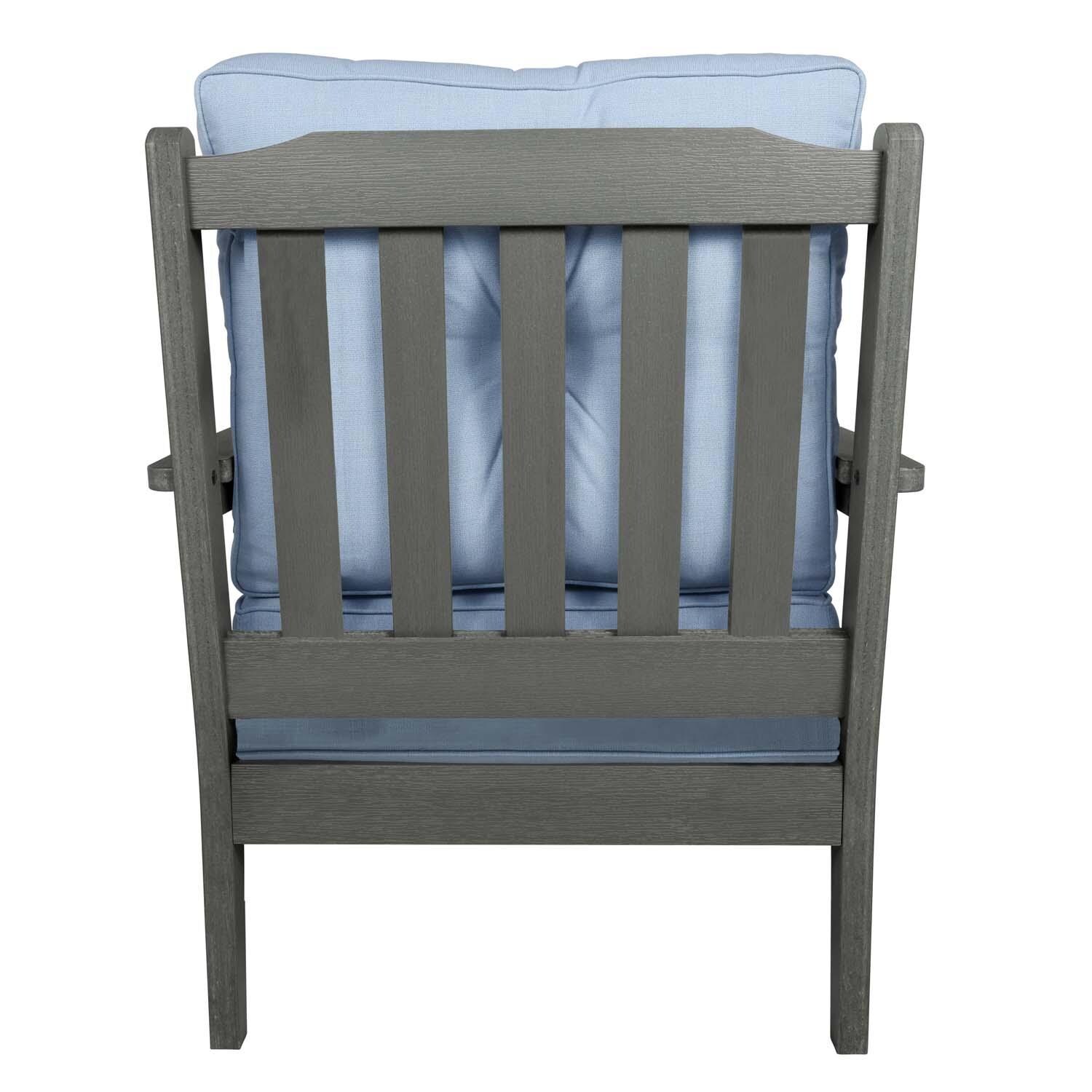 Blushing Bay 3 Pc Recycled Plastic Seating Set in Bliss Dew/Coastal Teak by Lakeview Outdoor Designs - Chair Back View - White Background thumbnail