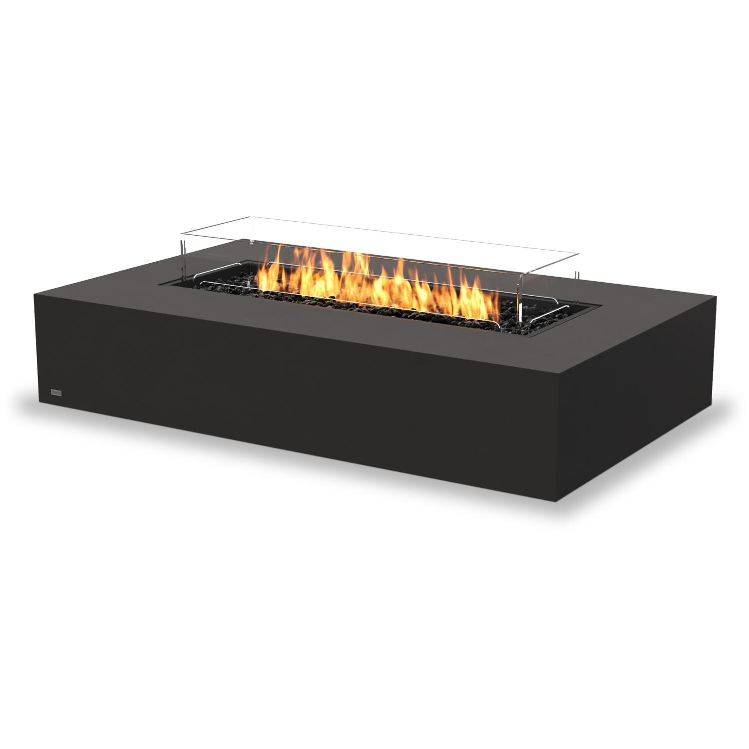 EcoSmart Fire ESF.O.WHF.65.GH.B Wharf 65 Inch Black Burner Rectangle Concrete Ethanol Pit Table in Graphite - On the Patio - Lifestyle thumbnail