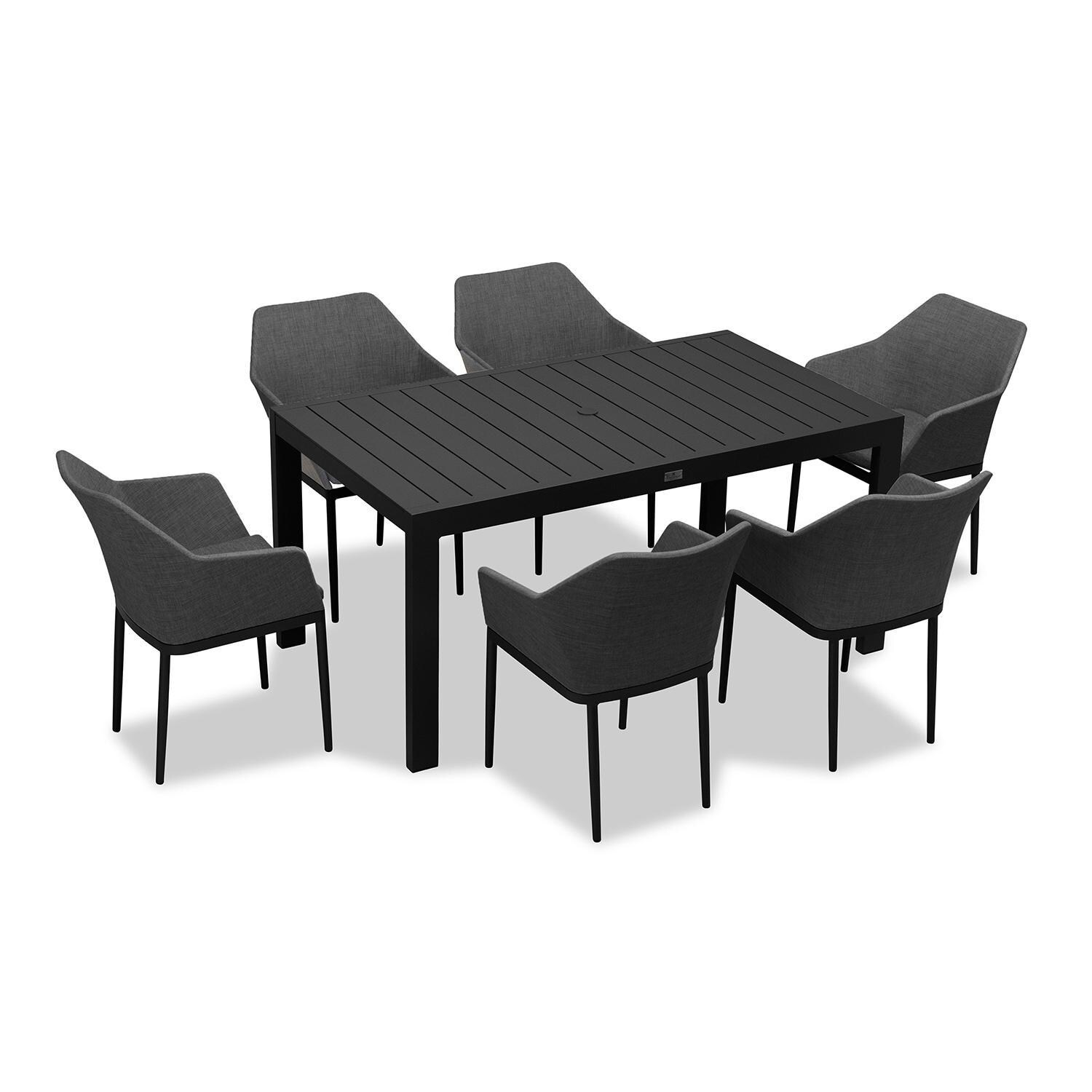 Starlook Bay 6 Seat Rectangular Dining Table in Black by Lakeview - Top View - White Background thumbnail