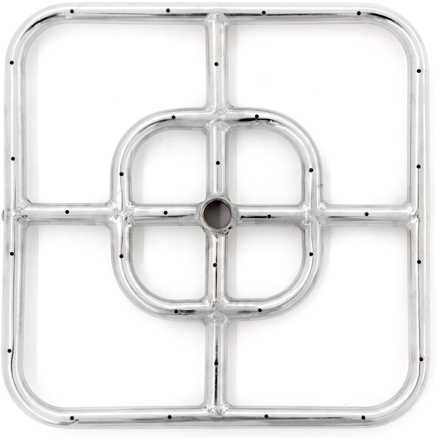  BBQGuys Signature Series 12-Inch Square Propane Double-Ring Burner - Stainless Steel - Top View thumbnail