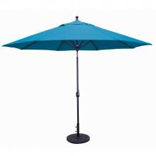 Galtech 11 Ft. Octagonal Aluminum Patio Market Umbrella W/ Crank Lift And Deluxe Auto Tilt - Black Frame W/ Sunbrella Canvas Pacific Blue Canopy