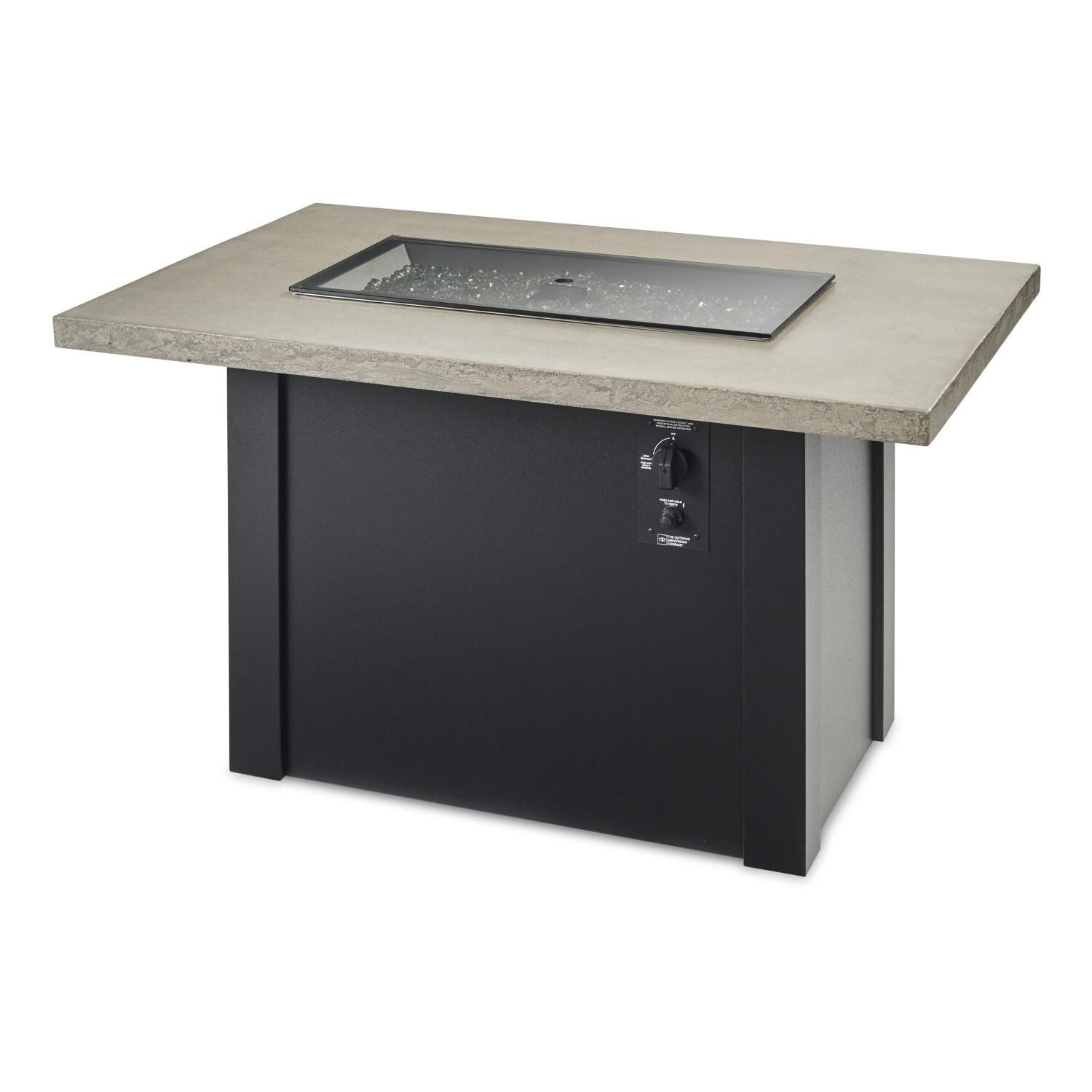 Havenwood 44 Inch Fire Pit Table W/ Pebble Grey Top & Black Base - Cover - White Background thumbnail