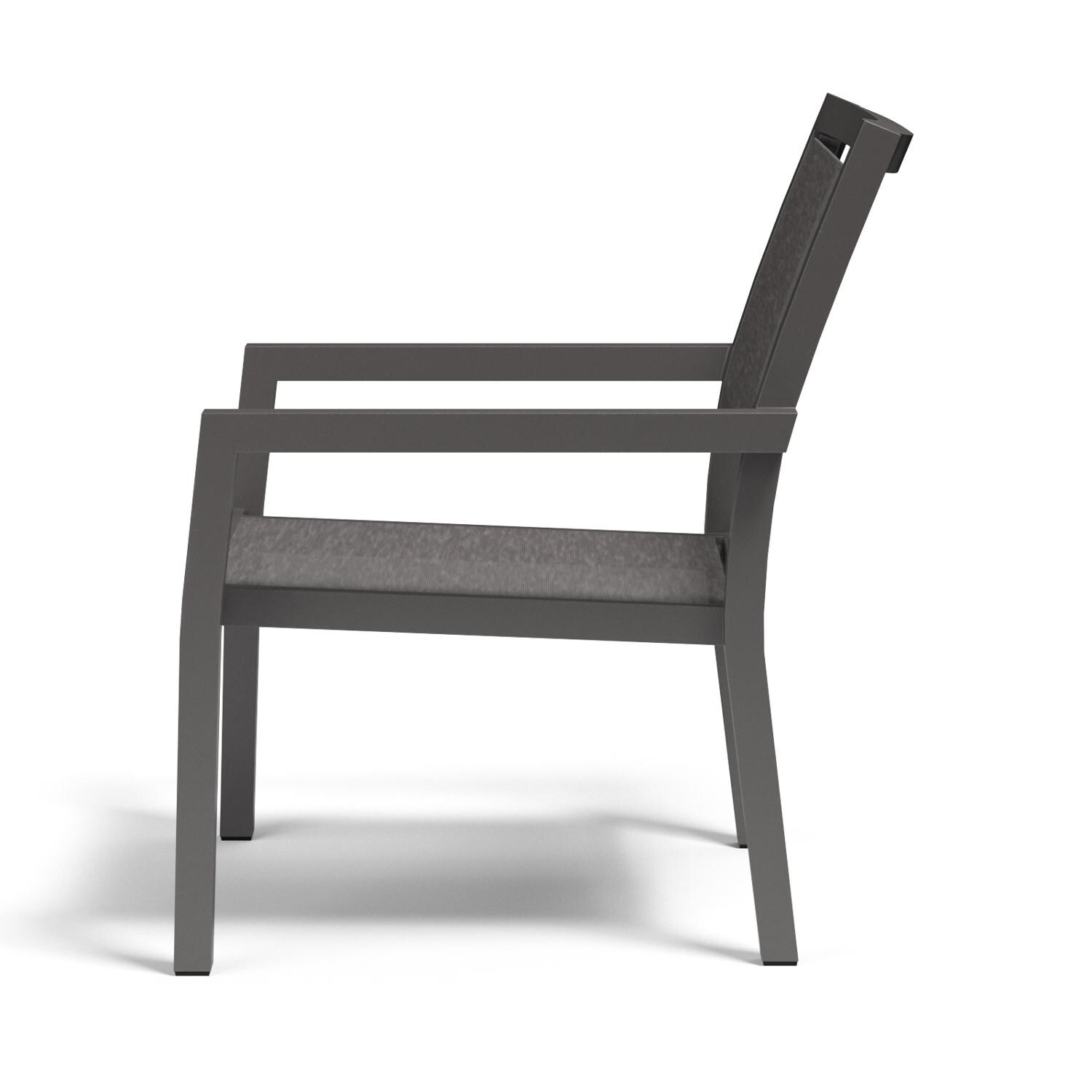 Sunset West - 1201-21 - Vegas Aluminum Stackable Patio Sling Club Chair W/ Textilene Graphite Sling - Side View thumbnail