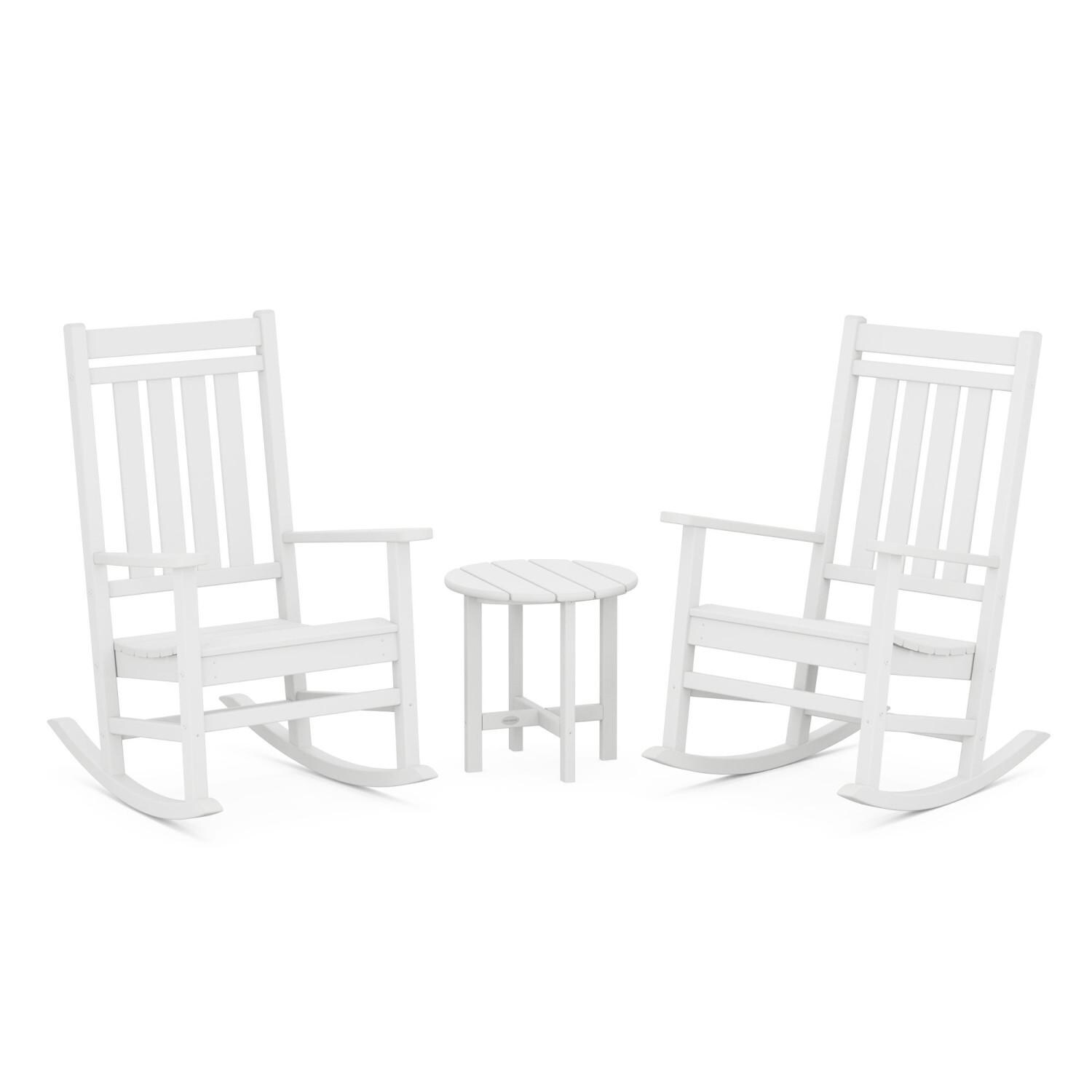POLYWOOD White Estate 3-Piece Rocking Chair Set - Full View thumbnail