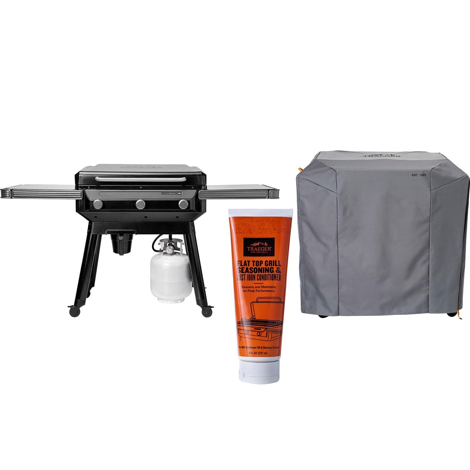 Traeger Flatrock Flat Top Grill W/ Conditioner & Grill Cover - White Background thumbnail