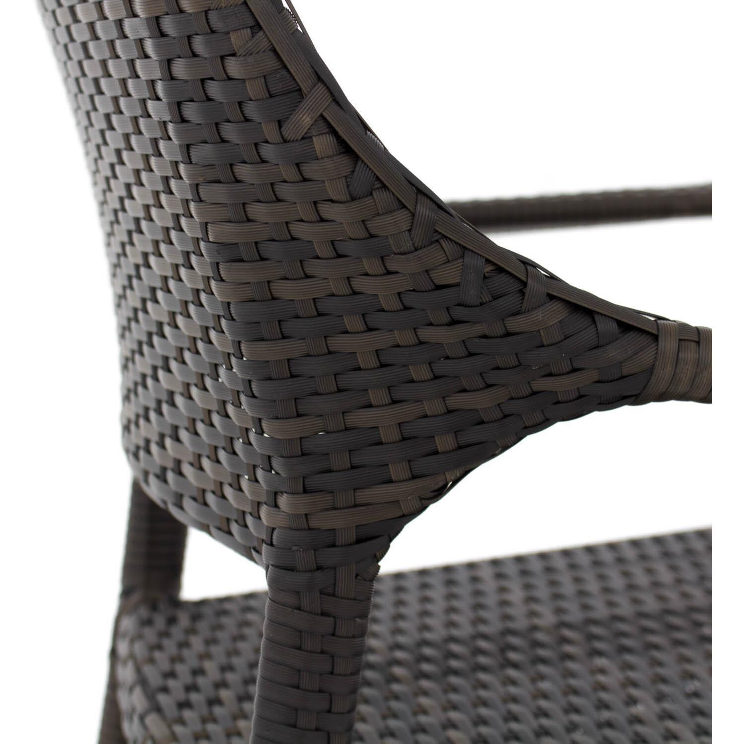 Gentilly 5 Piece Wicker Patio Dining Set W/ 48 Inch Round Dining Table & Sunbrella Canvas Aruba Cushions - Chair Side Detail thumbnail