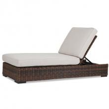 Montecito Wicker Patio Chaise Lounge W/ Sunbrella Canvas Flax Cushions By Sunset West image