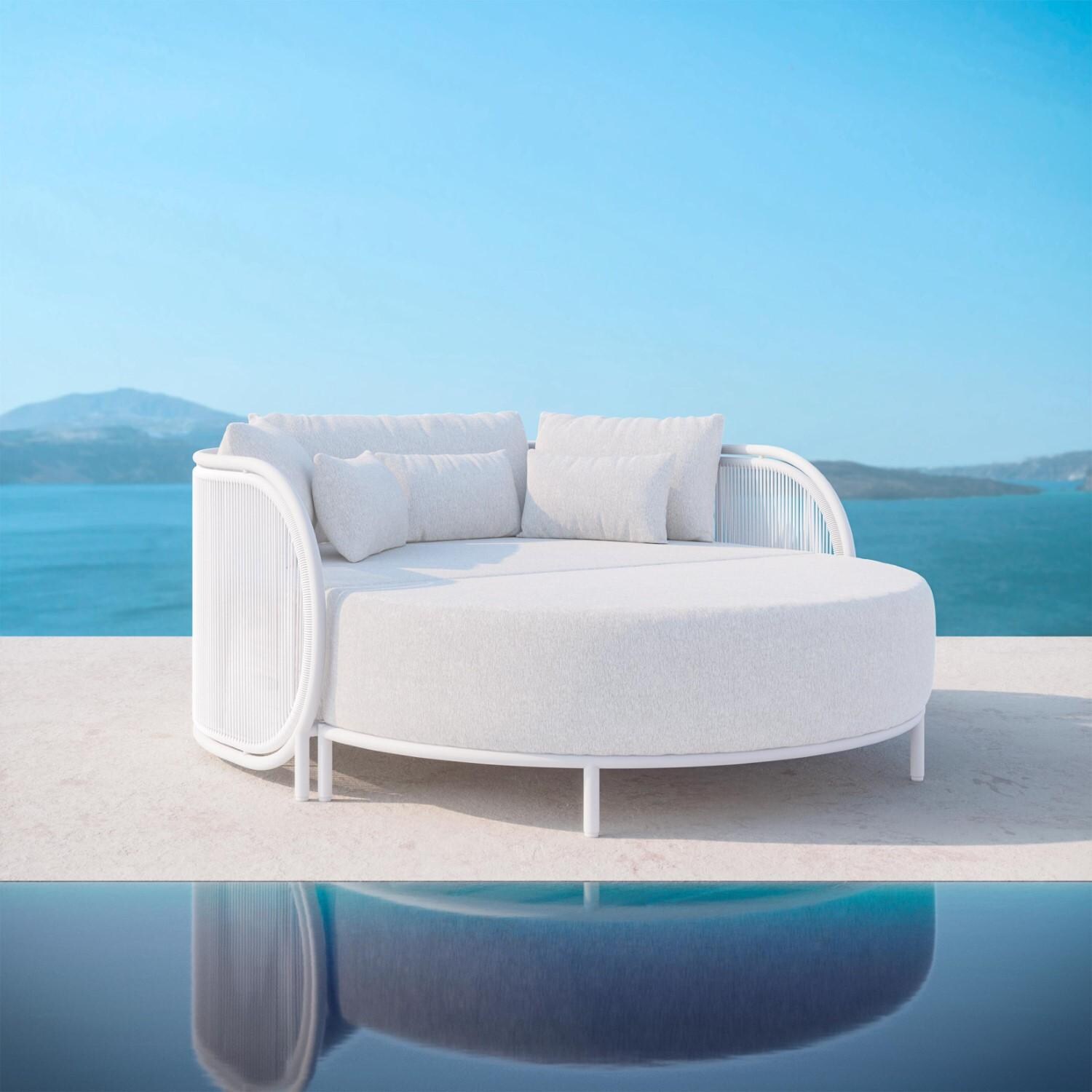 Azzurro Living KAM-TR17DB-CU Kamari Woven Rope Daybed in White Mist/Cloud - Hero - Lifestyle thumbnail