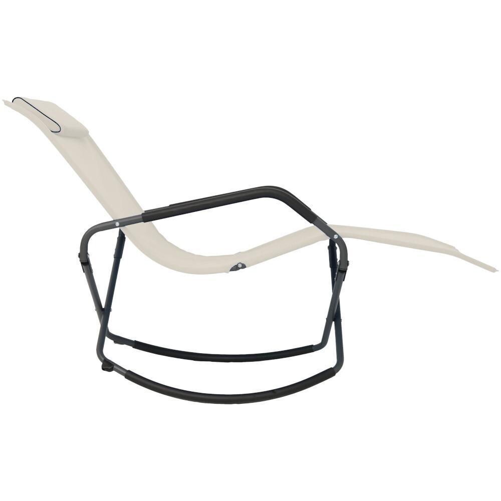 Ultimate Patio Outdoor Folding Rocking Chaise Lounge Chair W/ Headrest Pillow - Side View - White Background thumbnail