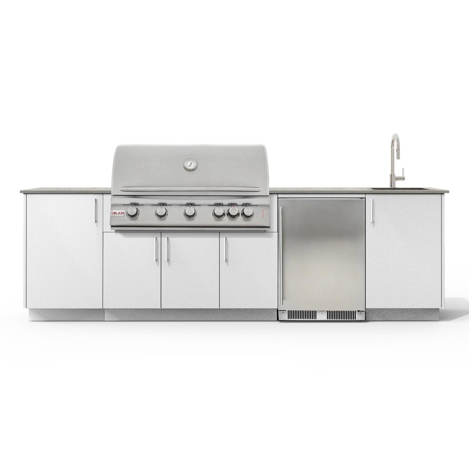 Urban Bonfire Cove 40 Outdoor Kitchen w/ Blaze LTE Natural Gas Grill, Sink, Refrigerator, Keon Dekton Countertop & Chantilly Finish - B-Cove-40-Blaze-Keon-Chantilly