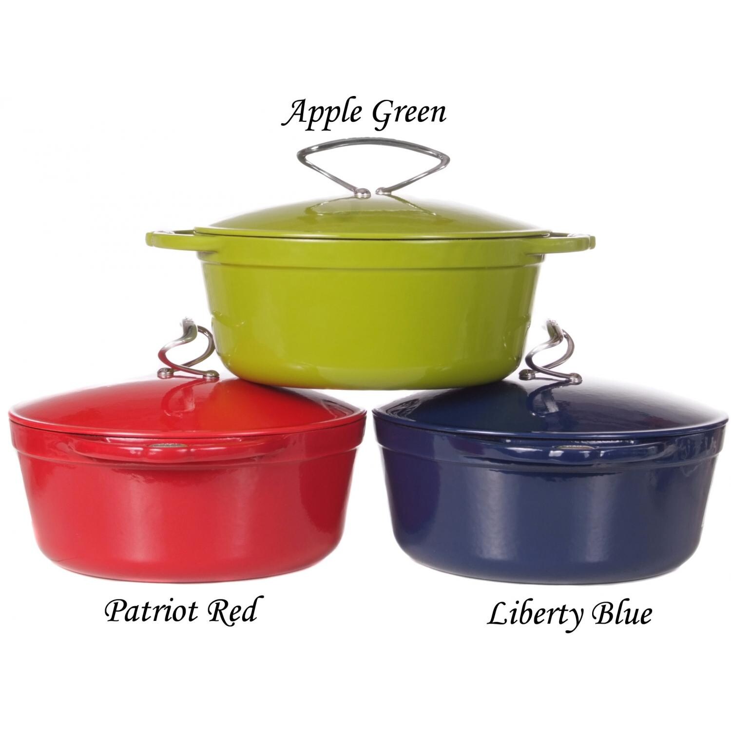 Lodge 4 Quart L Series Colored Enamel Cast Iron Dutch Oven, Patriot Red