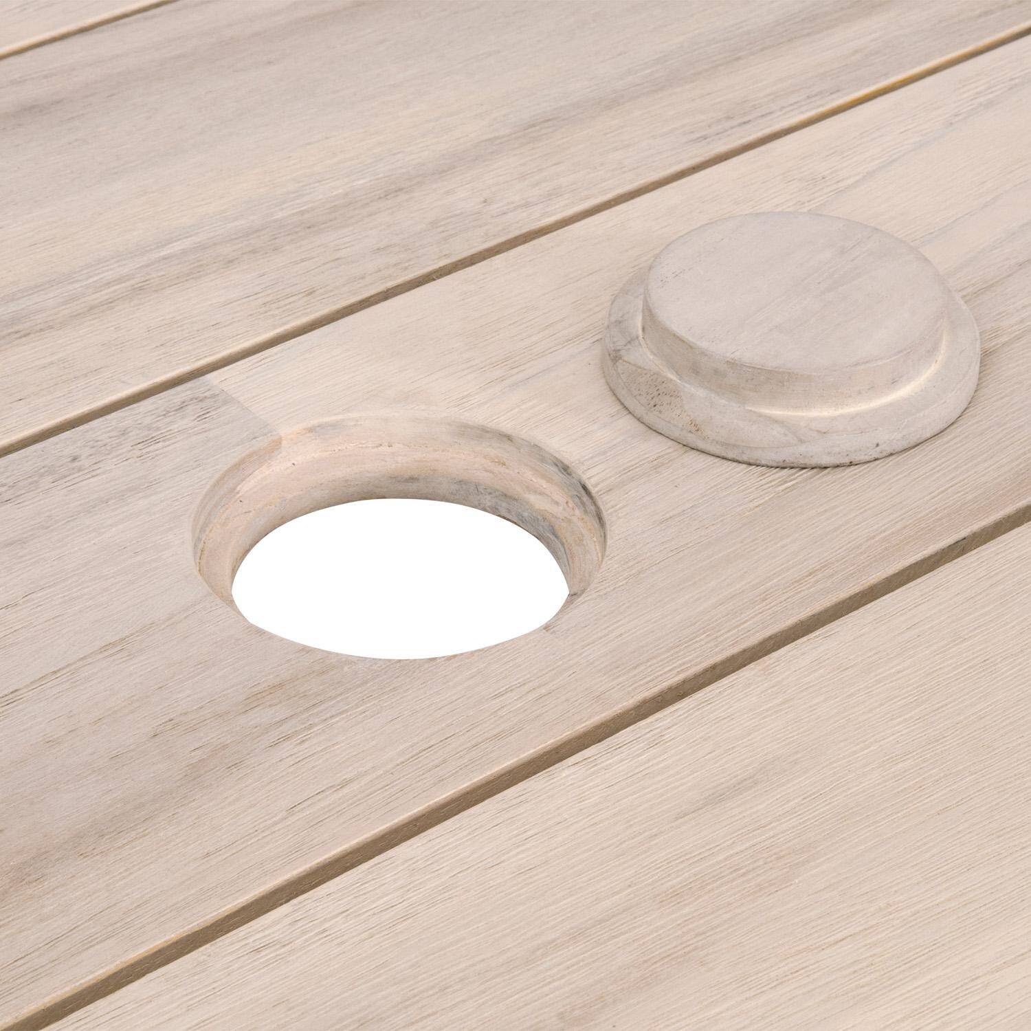 Lakeview Rustic Bay 54 Inch Gray Teak Round Dining Table - Umbrella Hole thumbnail