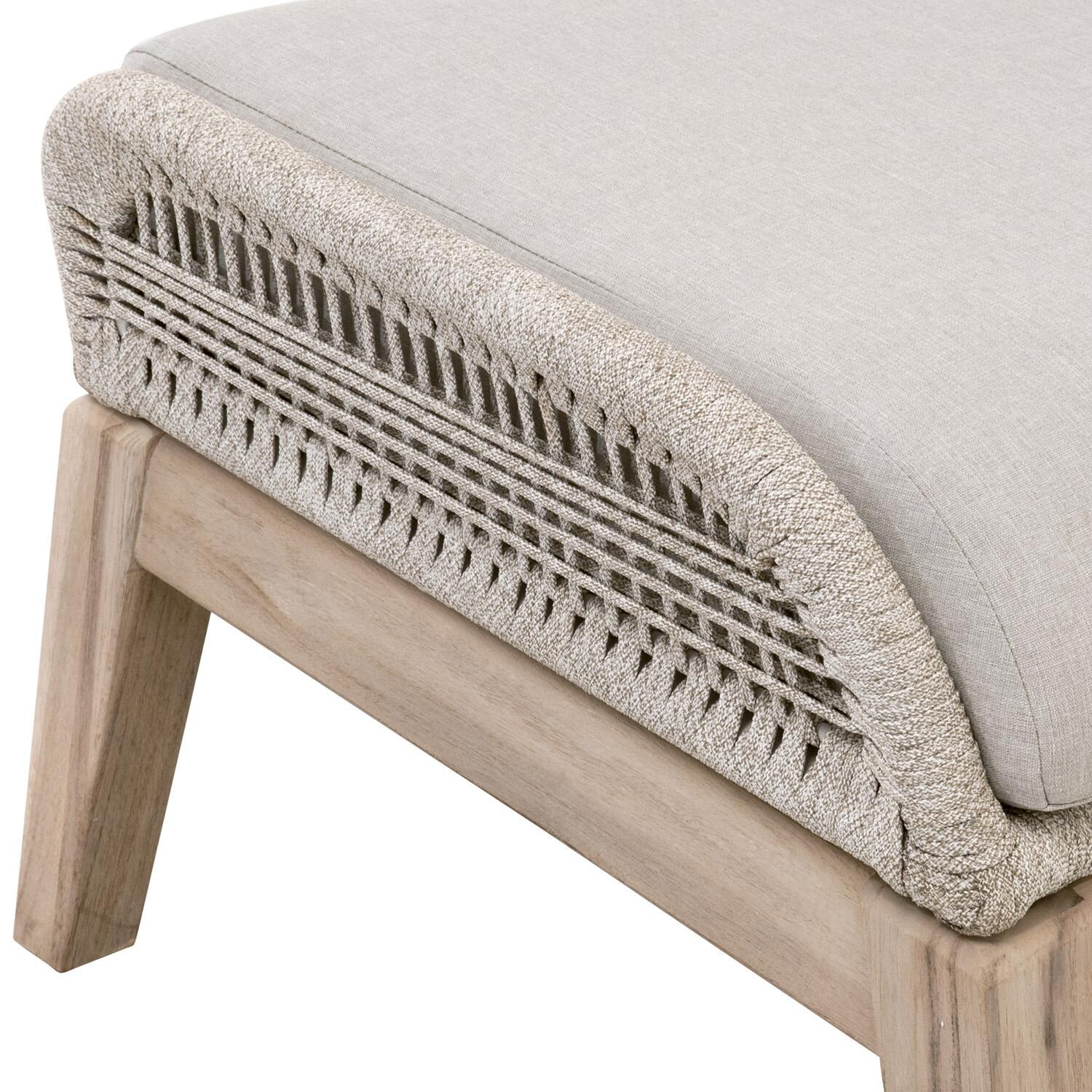 Lakeview Peninsula Way Woven Rope Ottoman in Taupe & White - Side Detail thumbnail