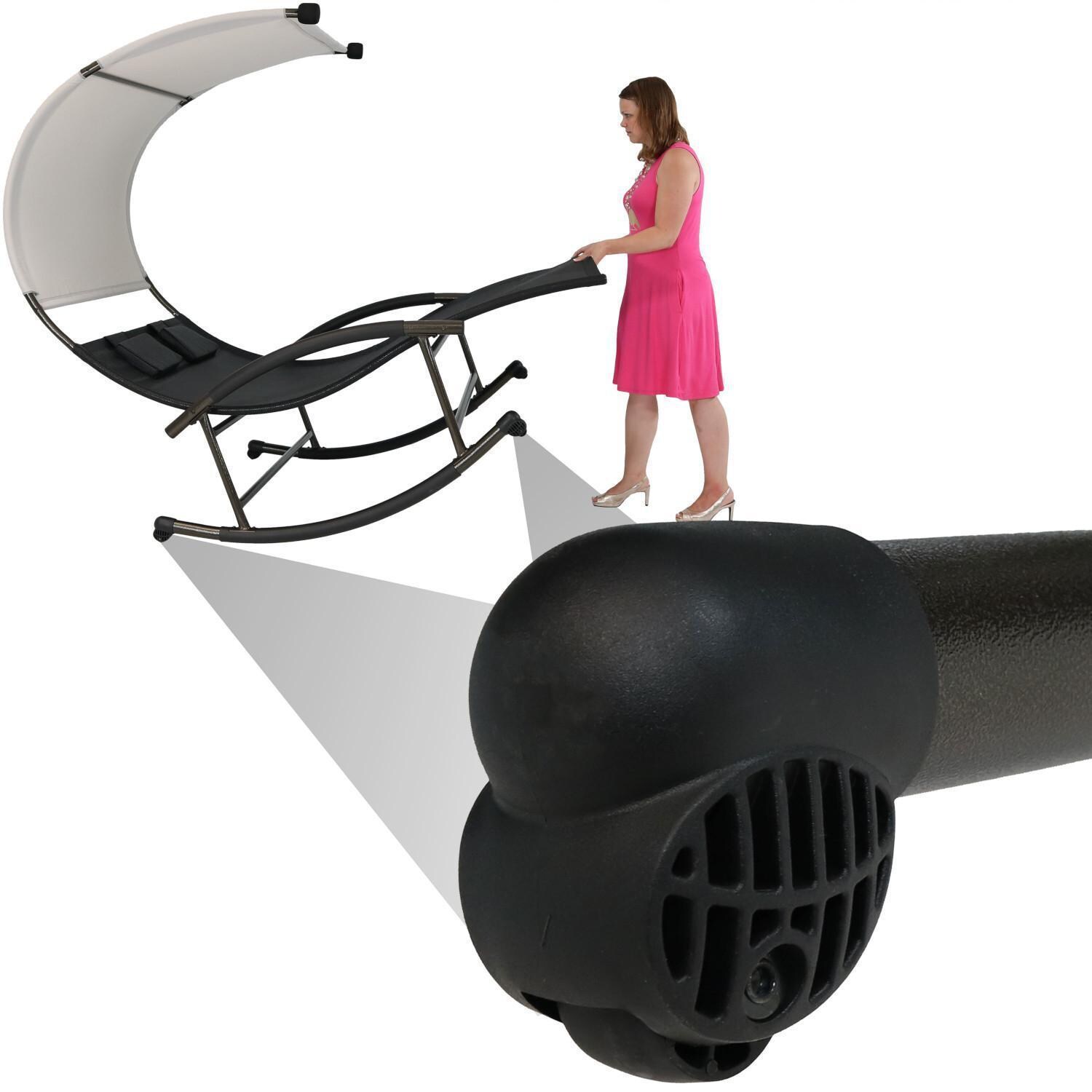 Ultimate Patio Rocking Double Sling Chaise Lounge W/ Canopy and Pillows - Feet - Detail thumbnail