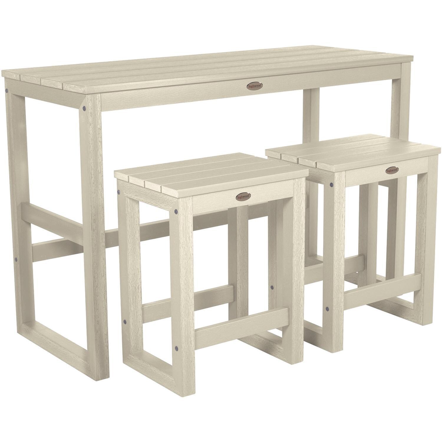 Lakeview Audubon 3 Pc Recycled Plastic Counter Height Balcony Dining Bar Set in Whitewash - Set - White Background thumbnail
