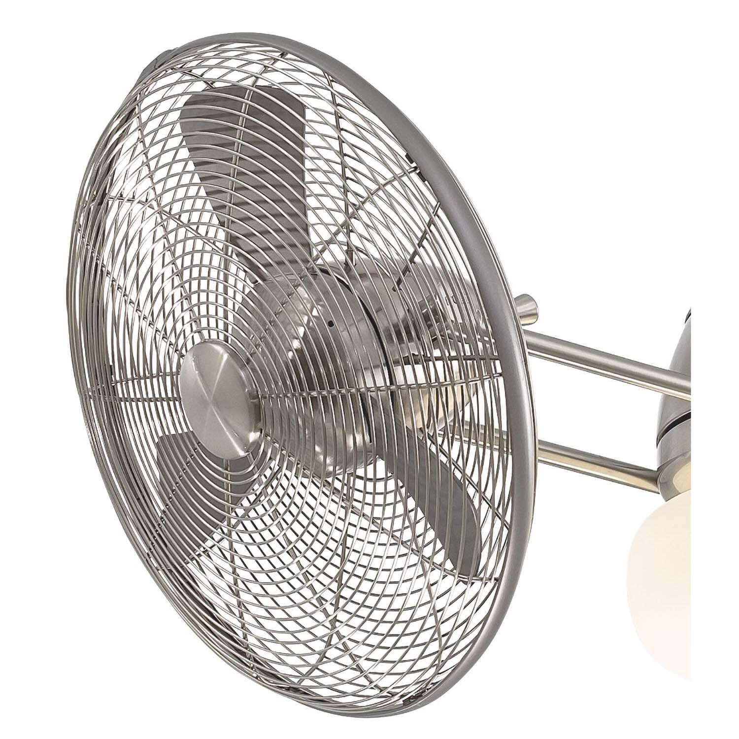 Minka-Aire F402L-BNW Gyro Wet 42-Inch LED Twin Turbofan in Brushed Nickel Finish w/ Integrated Schoolhouse Globe Light - Close Up thumbnail