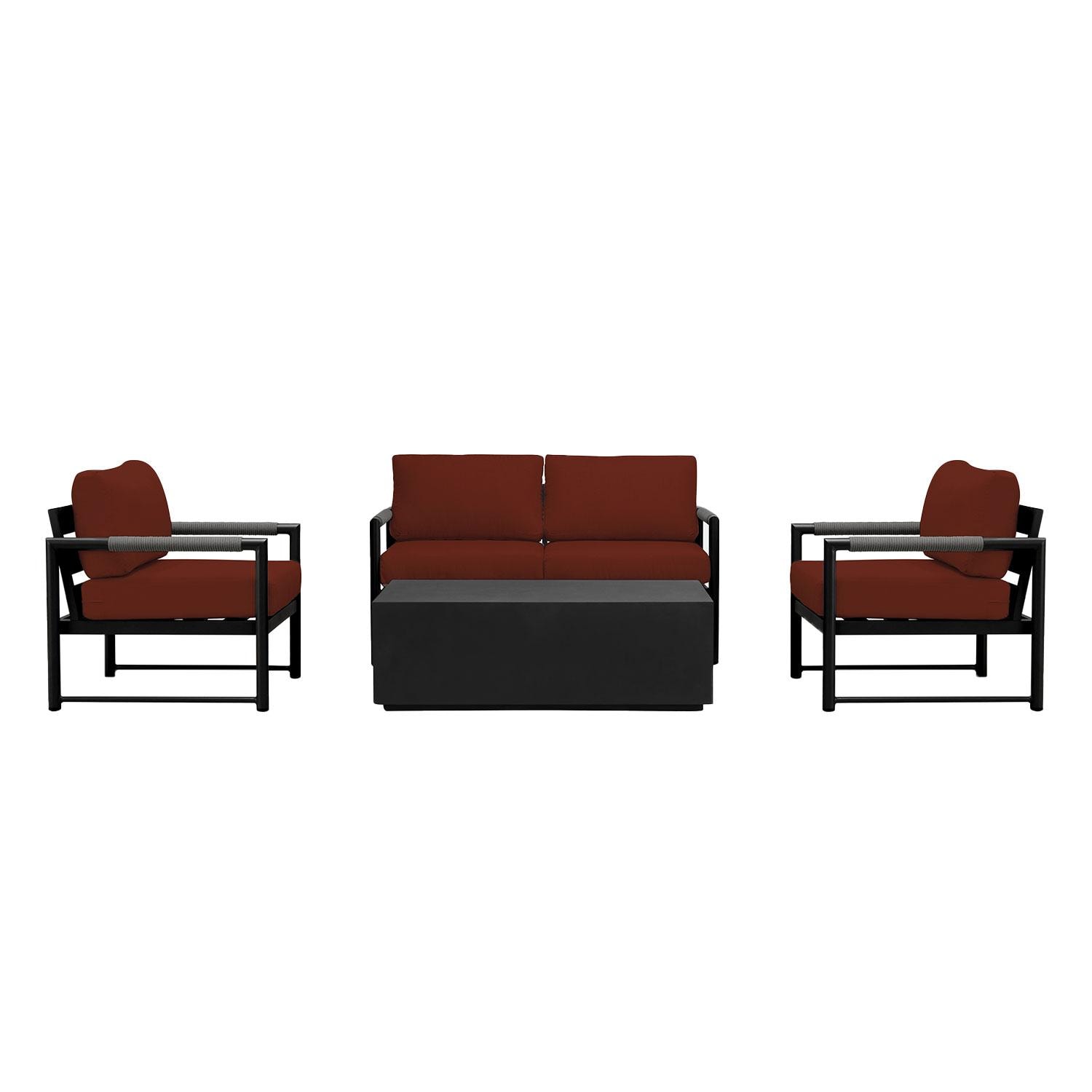 Lakeview AVEBAY-BK-CO-SET111-HN Avenue Bay Black/Carbon 5 Pc Loveseat Set - Canvas Henna - Display - White Background thumbnail