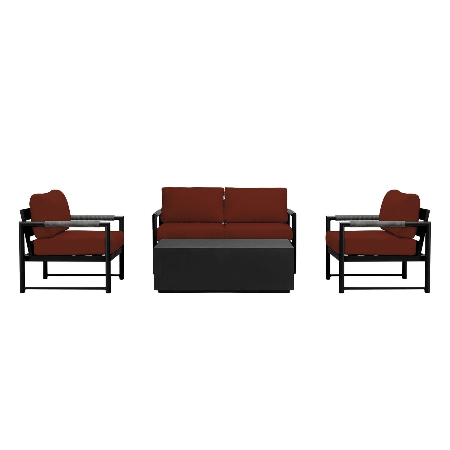 Lakeview AVEBAY-BK-CO-SET111-HN Avenue Bay Black/Carbon 5 Pc Loveseat Set - Canvas Henna - Display - White Background thumbnail