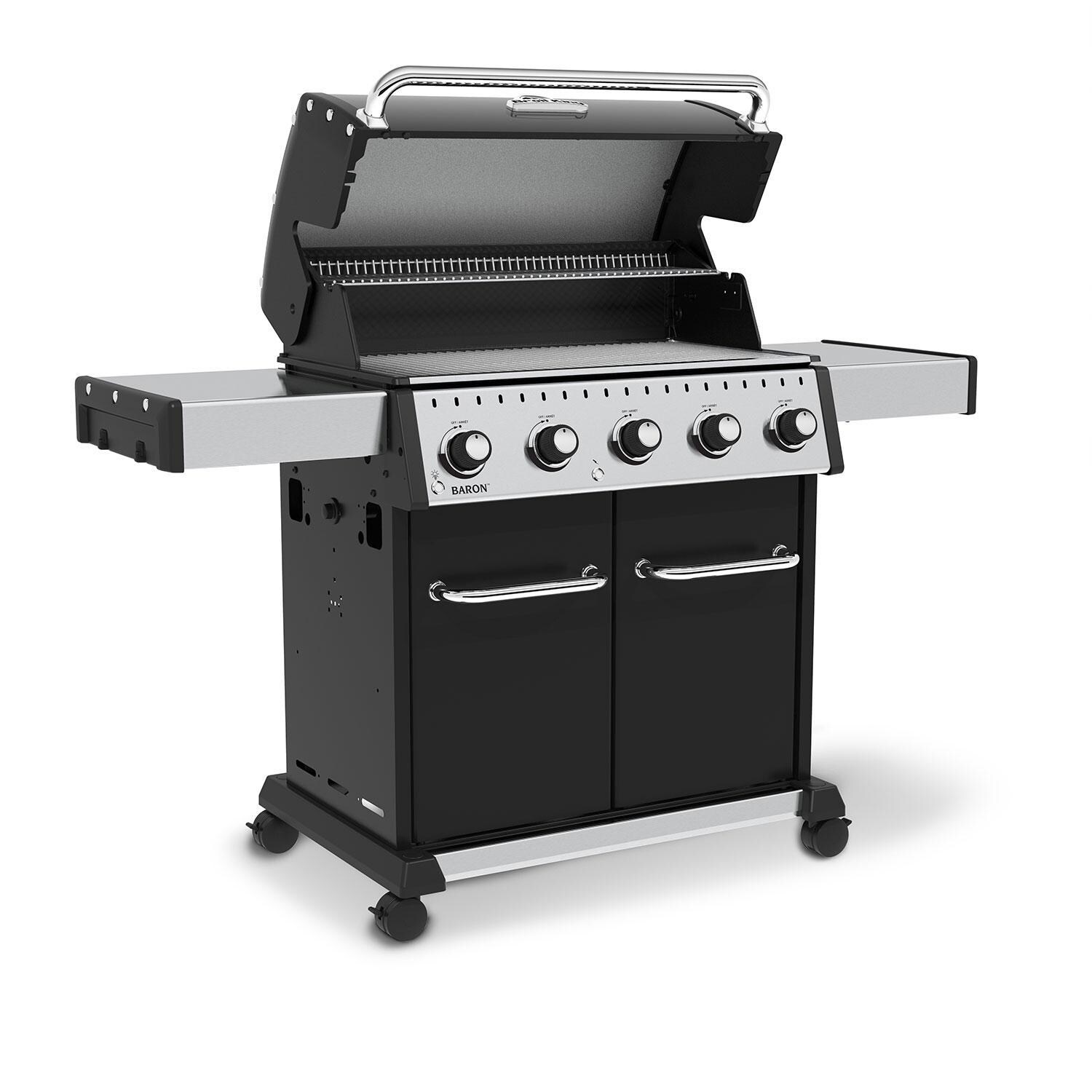 Broil King 876214 24 Inch Baron 520 PRO Propane Gas Grill - Lid Up - Angled Right - White Background thumbnail