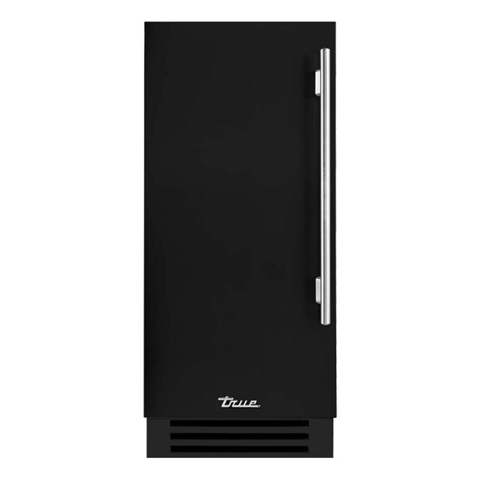 True TUR-15-L-OP-C~DSK-027-H04 15 Inch 3.14 Cu. Ft. Left Hinge Outdoor Refigerator - Matte Black w/ Stainless Steel Handles - White Background thumbnail